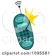 Clipart Ringing Turquoise Cell Phone Royalty Free Vector Illustration by Hit Toon