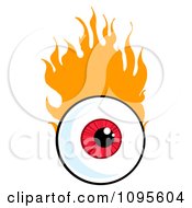 Clipart Red Eyeball Looking Forward With Flames Royalty Free Vector Illustration