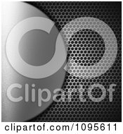 Poster, Art Print Of 3d Silver Half Circle Over Perforated Metal