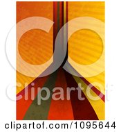 Poster, Art Print Of Retro Grungy Stripes Leading Forward And Up Over Grungy Orange Rays