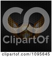 Poster, Art Print Of Gold Winged Disco Ball And Headphones On Perforated Metal
