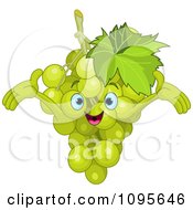 Clipart Happy Green Grapes Character Royalty Free Vector Illustration