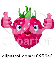 Happy Raspberry Character Holding Two Thumbs Up