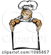 Clipart Happy Hispanic Chef Holding A Menu Board Royalty Free Vector Illustration