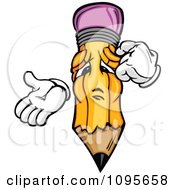 Stumped Pencil Mascot Rubbing His Forehead