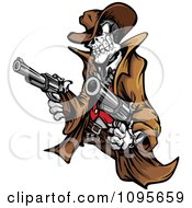 Poster, Art Print Of Outlaw Skeleton Cowboy Holding Two Pistols