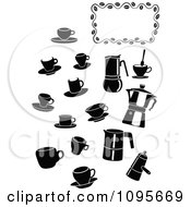 Silhouetted Black And White Coffee Mugs And Items With A Frame