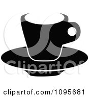 Clipart Silhouetted Black And White Coffee Mug And Saucer 2 Royalty Free Vector Illustration by Frisko