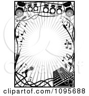 Clipart Black And White Stage Lighting And Music Frame Royalty Free Vector Illustration by Frisko #COLLC1095688-0114