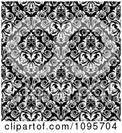 Poster, Art Print Of Black And White Triangular Damask Pattern Seamless Background 16