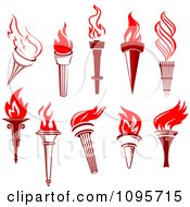 Clipart Burning Red Torches Royalty Free Vector Illustration