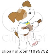 Clipart Cute Puppy Tapping His Foot And Playing A Ukulele Royalty Free Vector Illustration by Maria Bell