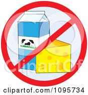 Clipart Restricted Symbol Over Cheese And Milk Products No Dairy Royalty Free Vector Illustration