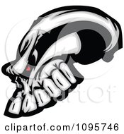 Clipart Demonic Red Eyed Human Skull In Profile Royalty Free Vector Illustration by Chromaco