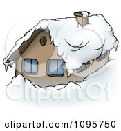 Clipart Winter Cabin With Snow And Icicles Royalty Free Vector Illustration by dero