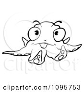 Clipart Outlined Octopus Smiling Royalty Free Vector Illustration by dero