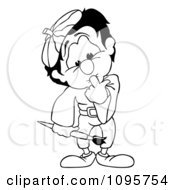 Clipart Outlined Painter With Artists Block Royalty Free Vector Illustration by dero