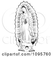 Poster, Art Print Of Black And White Angel Under The Virgin Of Guadalupe