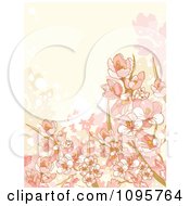 Poster, Art Print Of Beige And Pink Floral Background With Grunge