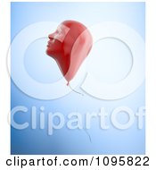 Poster, Art Print Of 3d Red Balloon Face Floating Over Blue