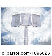 Poster, Art Print Of 3d Megaphone Loudspeakers On A Pole Against A Cloudy Sky