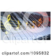 Poster, Art Print Of Colorful Music Flowing Over A 3d Keyboard