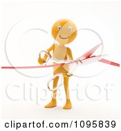 3d Orange Man Cutting A Ribbon During A Grand Opening Ceremony