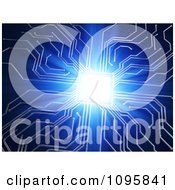3d Blue Circuit Board Glowing Brightly