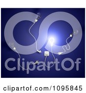 Clipart 3d Bright Light Bulb Plugged Into An Outlet With Others Waiting For Electricity Royalty Free CGI Illustration