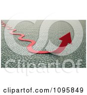 Poster, Art Print Of 3d Curvy Red Arrow Turning Upwards Over Cobblestones