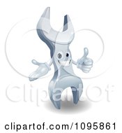 Clipart 3d Happy Wrench Character Holding A Thumb Up Royalty Free Vector Illustration