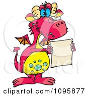 Poster, Art Print Of Pink Dragon Wearing Glasses And Holding A Document