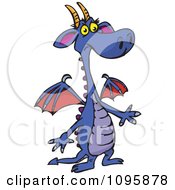Clipart Confused Purple Dragon Royalty Free Vector Illustration