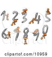 Poster, Art Print Of Orange Men With Numbers 0 Through 9