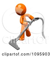 3d Orange Man Using A Carpet Cleaner Wand 2