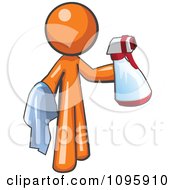 Orange Man Cleaning With A Spray Bottle And Cloth