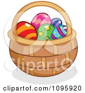 Poster, Art Print Of Basket Filled With Colorful Easter Eggs