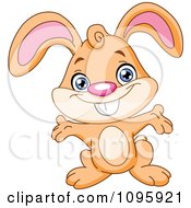 Clipart Happy Cute Brown Bunny Rabbit Royalty Free Vector Illustration by yayayoyo