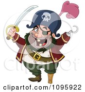 Poster, Art Print Of Happy Pirate With A Sword Peg Leg And Hook Hand