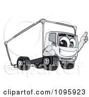 Poster, Art Print Of Delivery Big Rig Truck Mascot Character Pointing Upwards