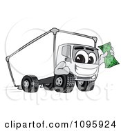Poster, Art Print Of Delivery Big Rig Truck Mascot Character Holding Cash