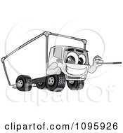 Delivery Big Rig Truck Mascot Character Holding A Pointer Stick