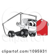 Delivery Big Rig Truck Mascot Character Holding A Price Tag
