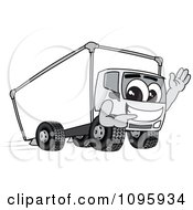 Poster, Art Print Of Delivery Big Rig Truck Mascot Character Waving And Pointing