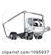 Poster, Art Print Of Delivery Big Rig Truck Mascot Character Pointing Outwards