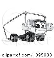 Delivery Big Rig Truck Mascot Character Flexing