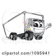 Delivery Big Rig Truck Mascot Character Holding A Pencil