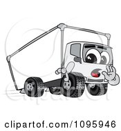 Poster, Art Print Of Delivery Big Rig Truck Mascot Character Whispering
