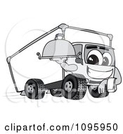 Delivery Big Rig Truck Mascot Character Holding A Platter