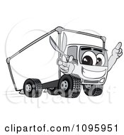 Delivery Big Rig Truck Mascot Character Holding Scissors